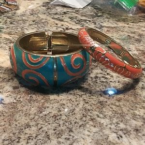 Coral teal bangle bundle